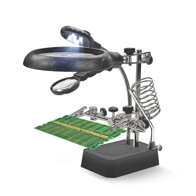Magnifying glass with light, tool table, hardware tools, mobile phone motherboard, digital device repair, repair auxiliary clip, LED.