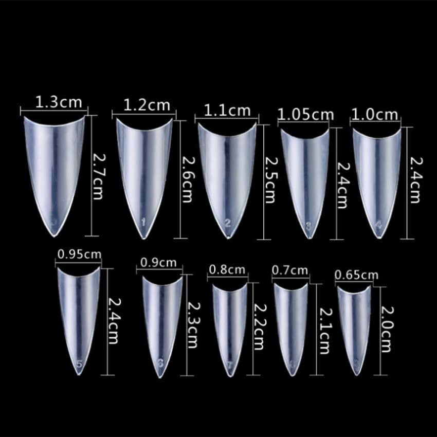 500 Pcs Stiletto Nail Tips Clear Fake Nails Natural White Pointed Nail Tips Wholesale