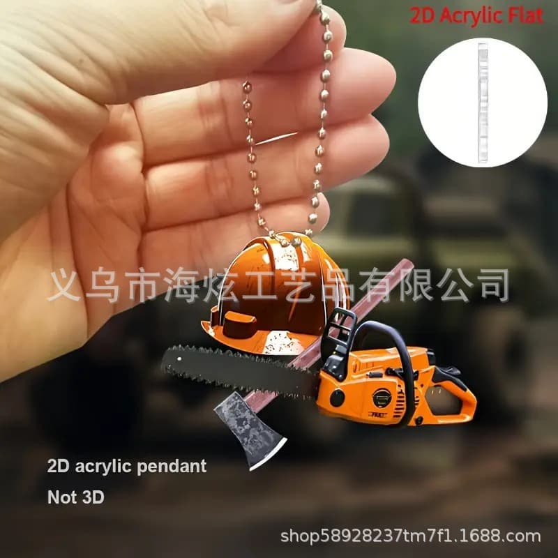 Acrylic Chainsaw Car Rearview Mirror Pendant Backpack Charm