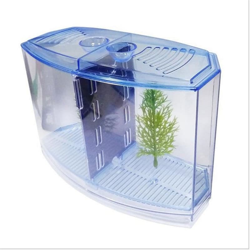 Large Double Compartment Betta Fish Box Eco Betta Tank Mini Aquarium Plastic Isolation Box Breeding Box for Betta and Guppy