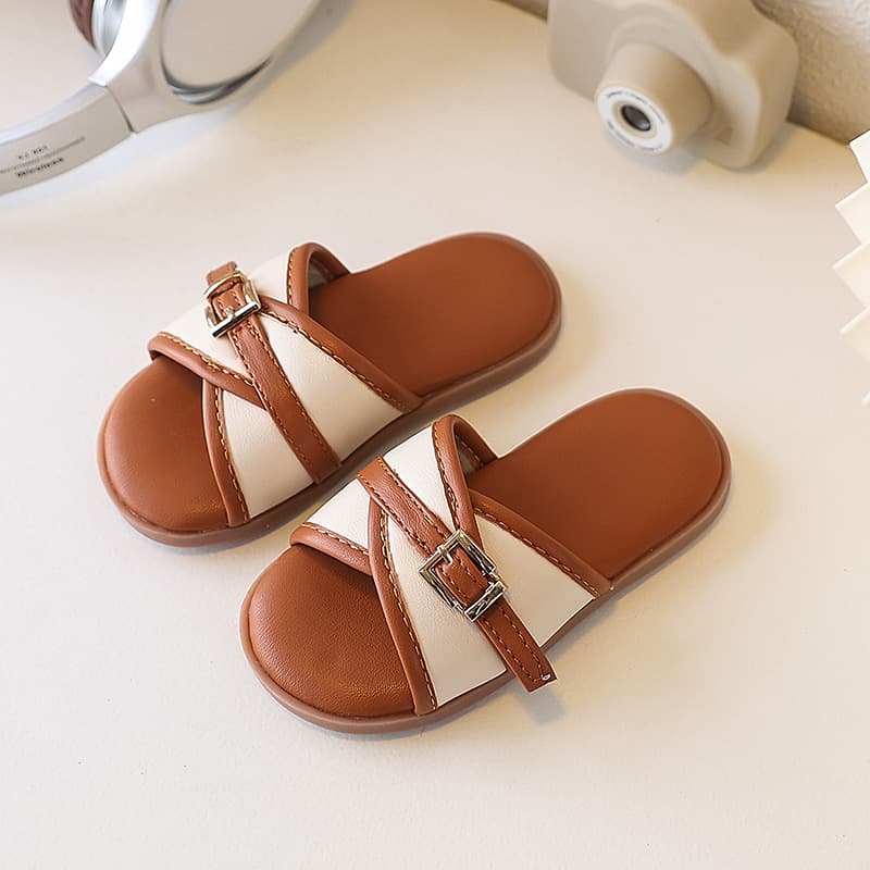 Flat Sandals for Women Summer New Fashion Slide Sandals Kids Belt Buckle Beach Shoes Outdoor Flip Flops