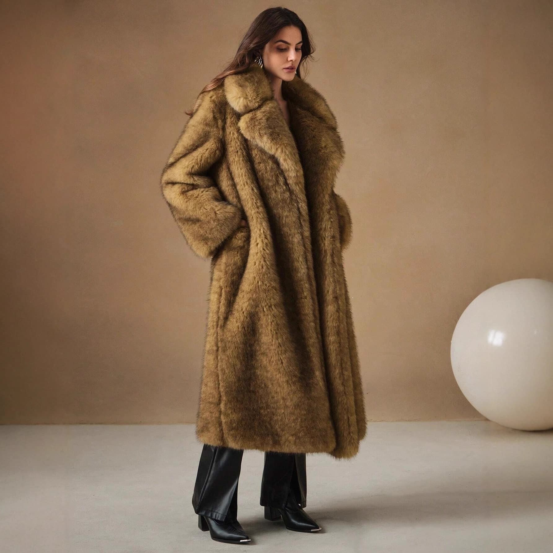 European and American cross-border thick fur coat with lapel and fluffy short coat, fashionable short fur coat
