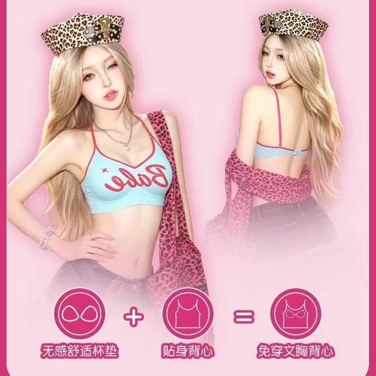 American-Style Halter Neck Bra for Small Busts, with Push-Up Effect, Large U-Shaped Backless Design, Cross-Back Beauty Back Strap, Thin Shoulder Straps, Can Be Worn as an Outerwear Bra
