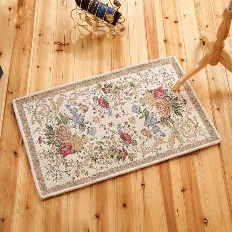 Bathroom Non-Slip and Stain-Resistant Foot Mat, Vintage Living Room European and American Country Style Entrance Door Carpet Mat