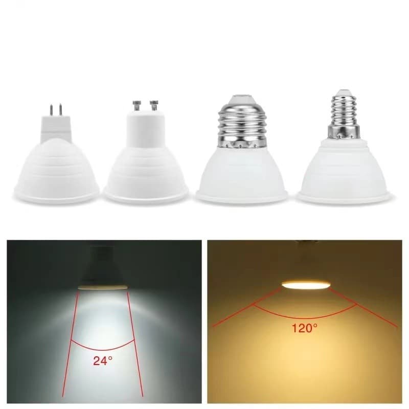 Cross-border plastic-coated aluminum LED bulb E27 E14 GU10 MR16 LED 24-degree 120-degree spotlight in stock