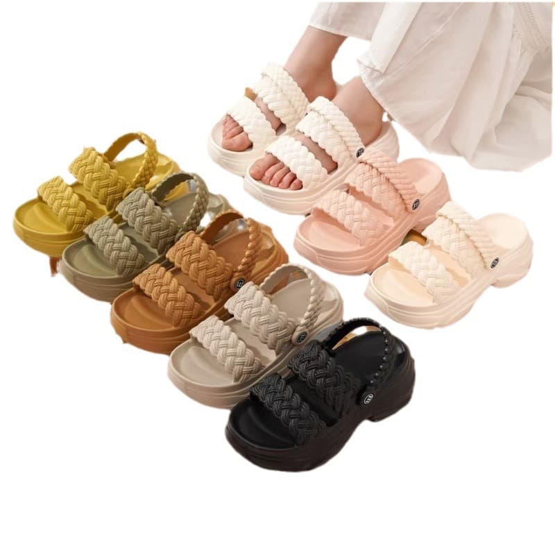 Fairy-style 6cm platform sandals, 2024 summer new style, fashionable thick-soled casual soft-soled crazy high-heeled sandals.