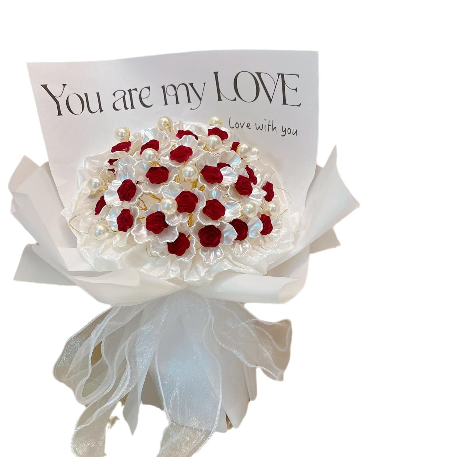 Red Velvet Flocked Rose DIY Handmade Gift Bouquet Material Kit for Best Friend Girlfriend Teacher's Day Creative
