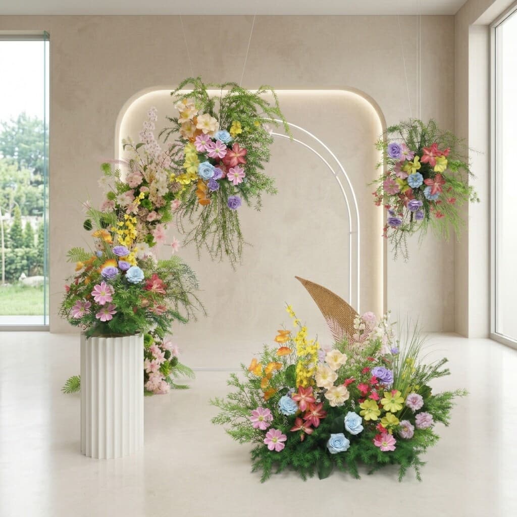 Monet Garden Artificial Flower Forest Wedding Floor Flower Birthday Banquet Window Decoration Road Guide Flower Row Welcome Fake Floral