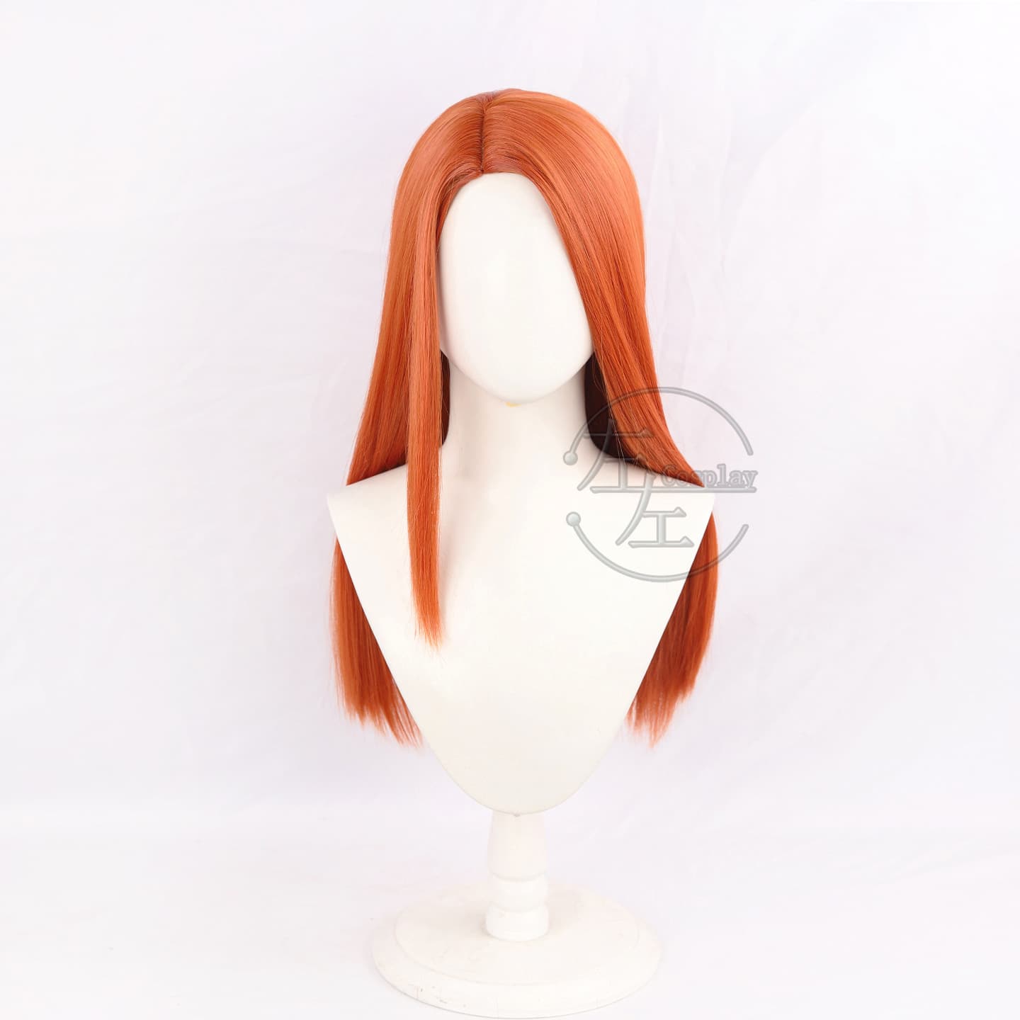 Zuozuo Invincible Eve Cosplay Wig 60CM Orange Long Hair Side Part Scalp Top
