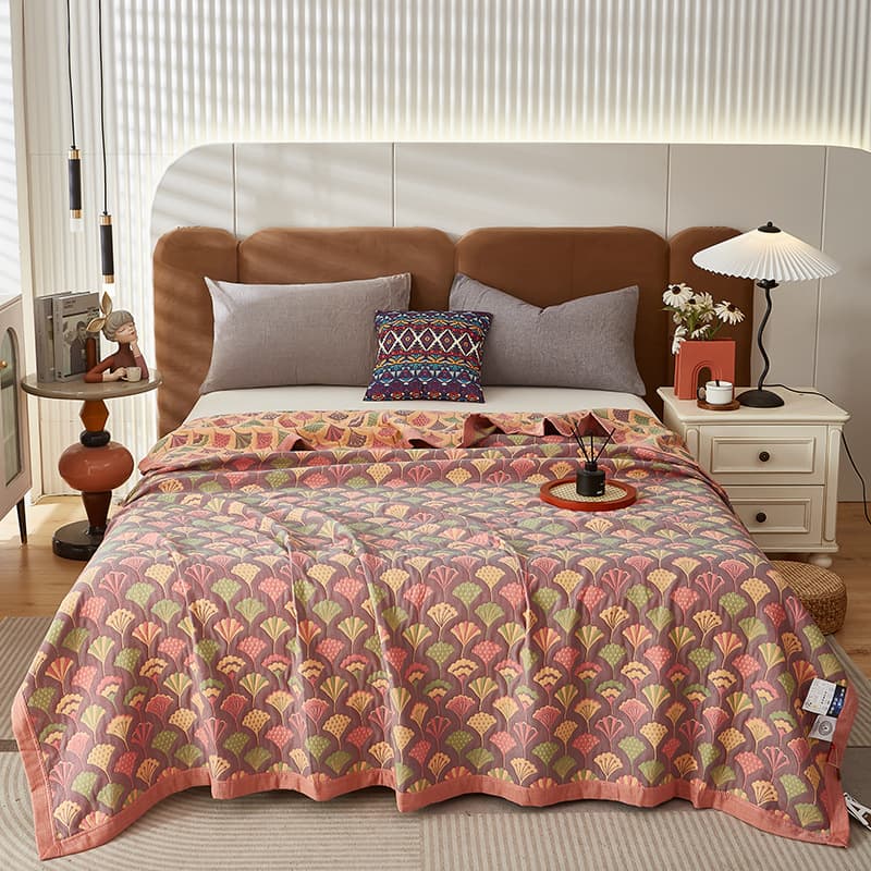 Three-layer cotton jacquard blanket, breathable gauze, thickened bed sheet, double-layer gauze towel blanket, sofa blanket