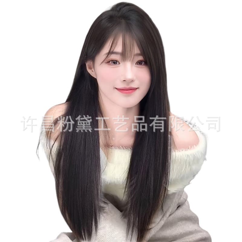 No Need to Wear a Hairnet, Women's Full Head Wig, Realistic Hair to Increase Hair Volume on Top of the Head, Black Long Straight Wig