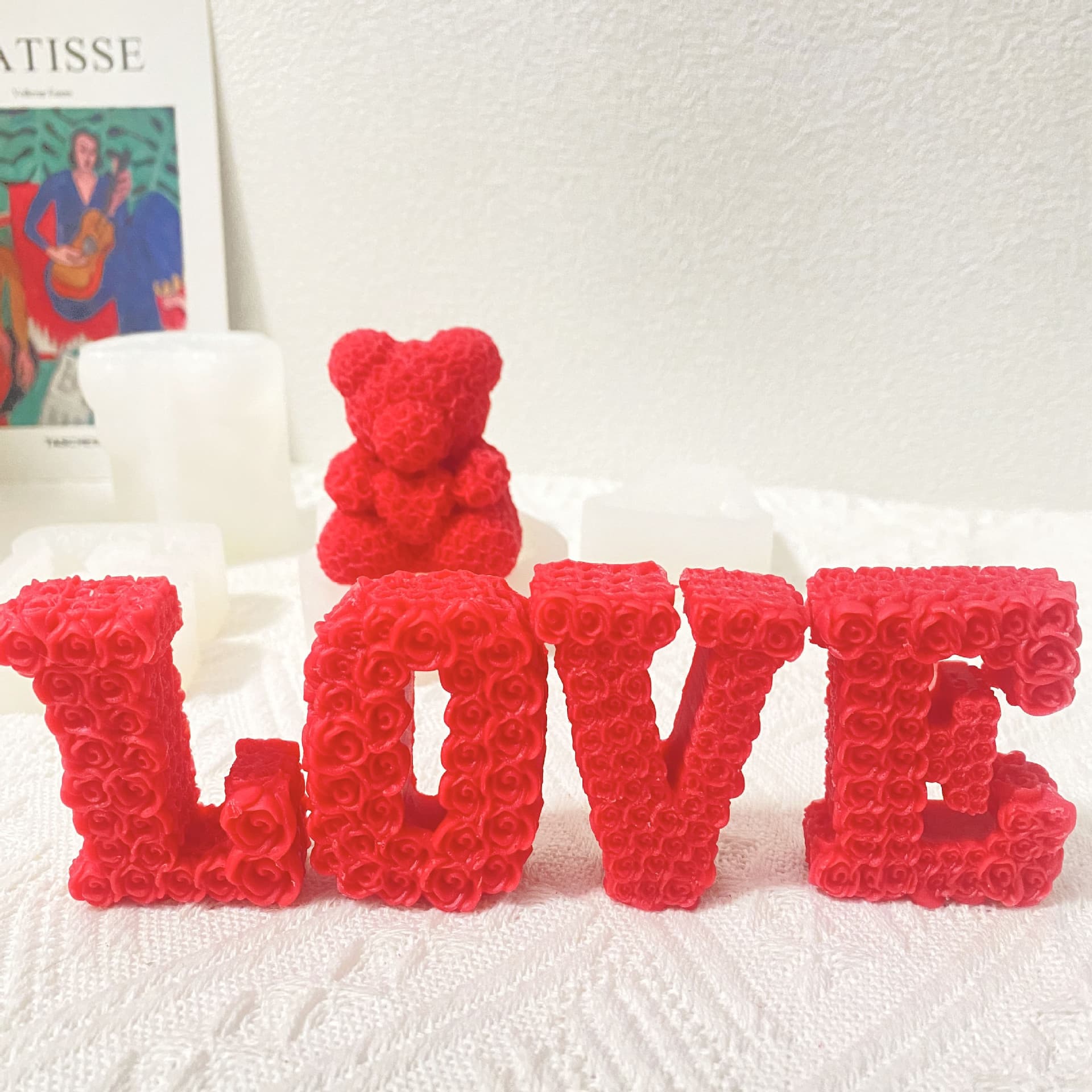 Valentine's Day Heart Candle Silicone Mold DIY Rose Heart Soap Plaster Mold Creative Gift