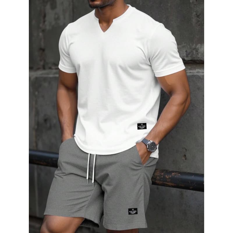 D 84901 Men's Ribbed Shirt, Men's Ribbed Fit Sports Shirt, Cross-border E-commerce