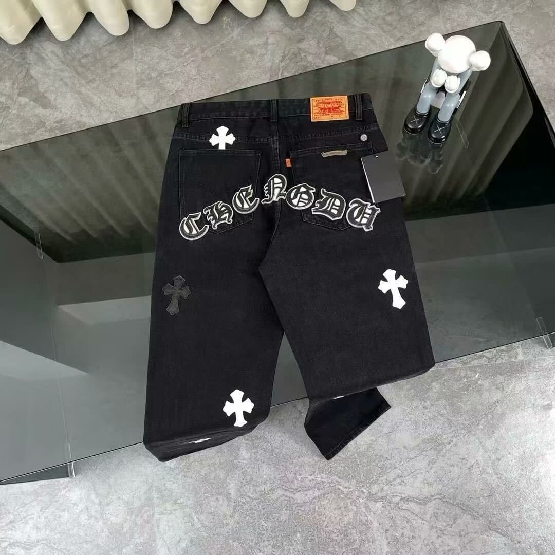 High Street American Retro Cross-Embroidered Jeans for Men, Trendy Brand, Cool Hip-Hop Style, Loose Fit, Slightly Flared Pants