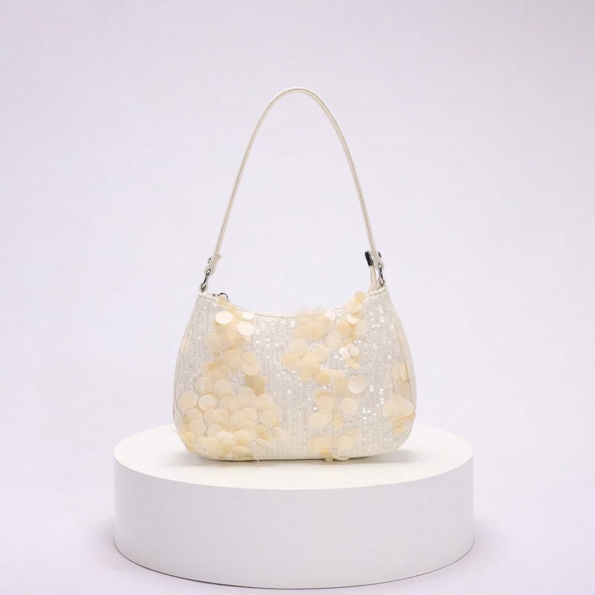 Resort-style shoulder bag for women, new Chinese style, beaded embroidery, sequined mesh embroidery, beaded handbag.