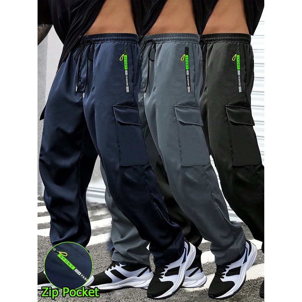 Cross-Border Aliexpress Foreign Trade Workwear Casual Pants Men's 2025 Loose Trendy Drawstring Sports Versatile Long Pants