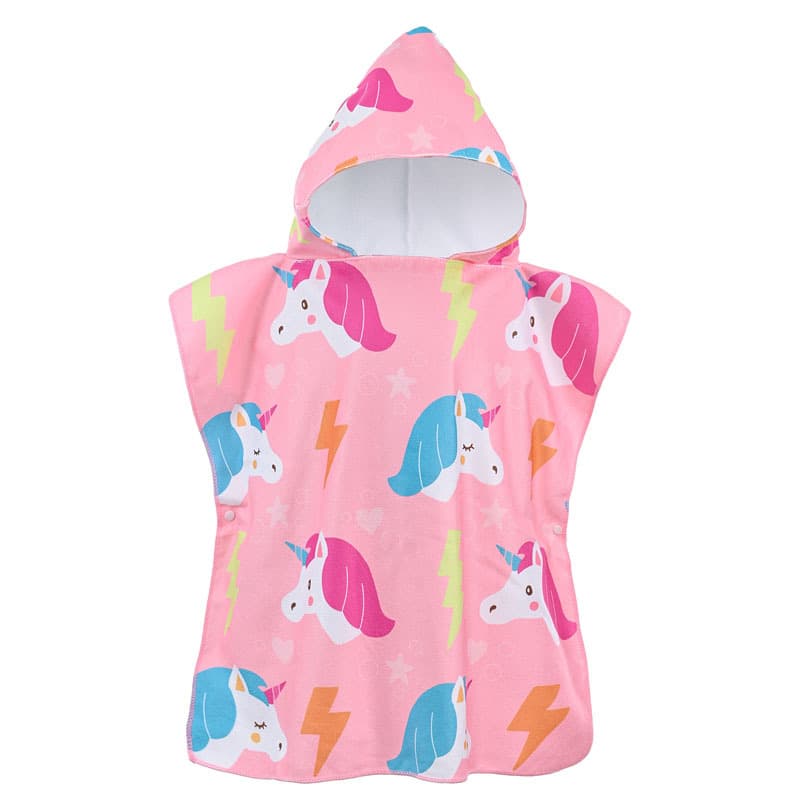 Kids Bath Towel Cape Toddler Bathrobe Quick-Dry Digital Print Microfiber Hooded Wearable Towel for Swimming