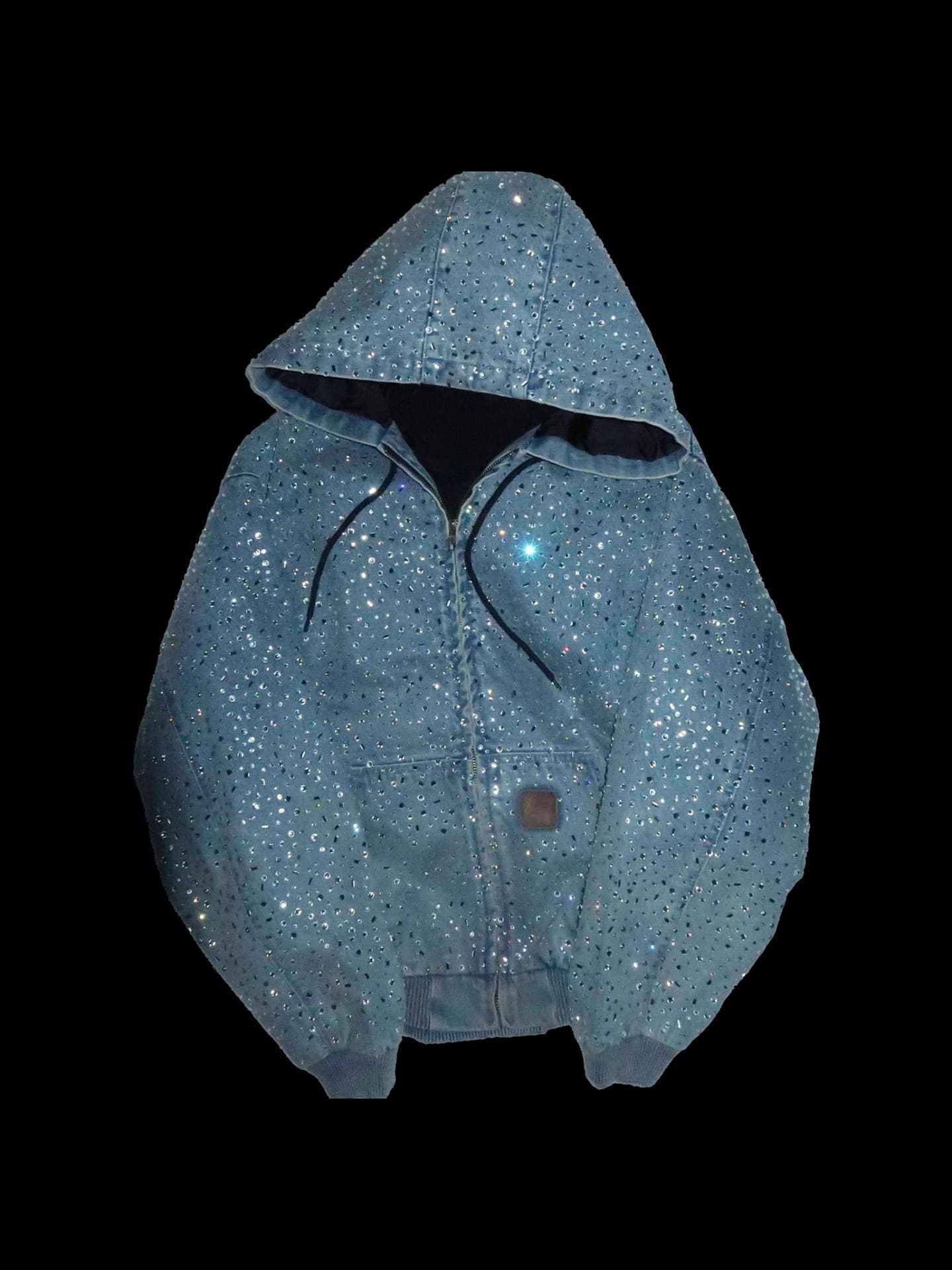 Cross-border Trade European and American High Street Hip-Hop Heavy Rhinestone Denim Jacket Hoodie Top for Men