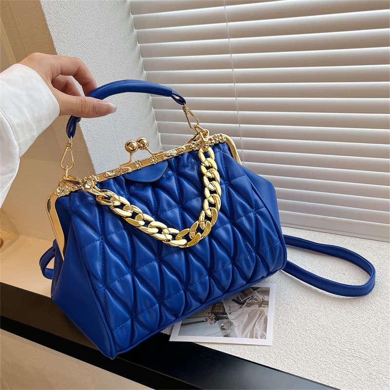 Fashion Pleated Chain Hand-Held Clip Bag for Women 2025 Cross-Border New High-End Shoulder Bag Crossbody Shell Bag