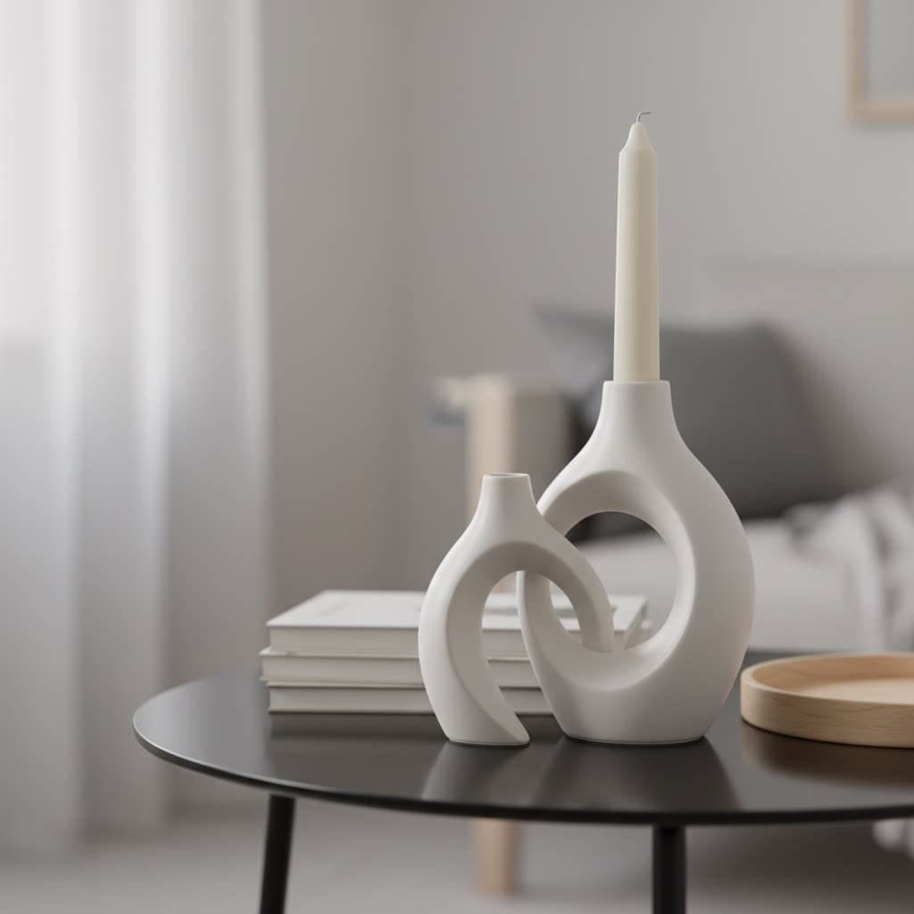 Nordic Light Luxury Creative Geometric Ceramic Candle Holder Living Room Table Decoration Ornament Home Decor