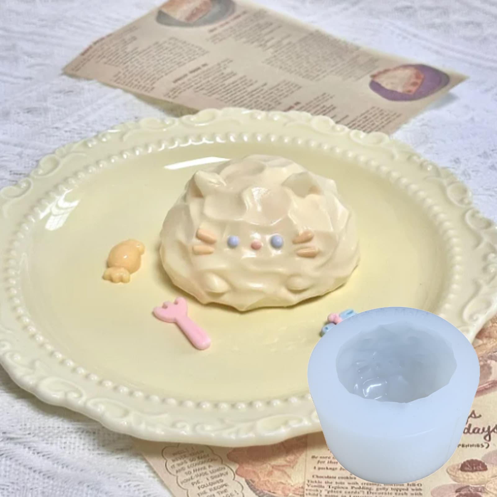 Cat Milk Bead Squishy Silicone Mold DIY Baking Cake Mousse Mold Aromatherapy Candle Plaster Silicone Mold