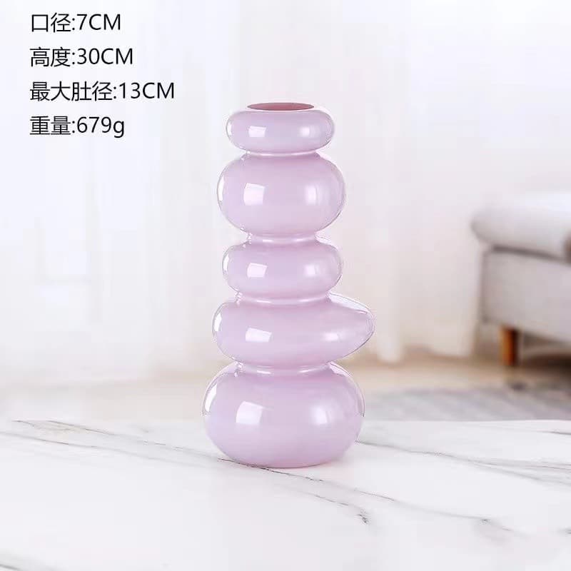 Nordic Ins Pebble Glass Vase Ornaments Living Room Flower Arrangement Water Raising Flowers Dining Table Decorative Creative Products