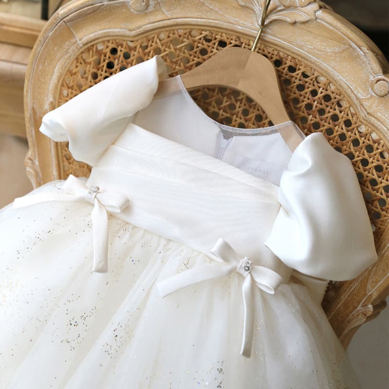2026 New Style Cute Satin Dress for Baby Girls' First Birthday, Birthday Party Dress