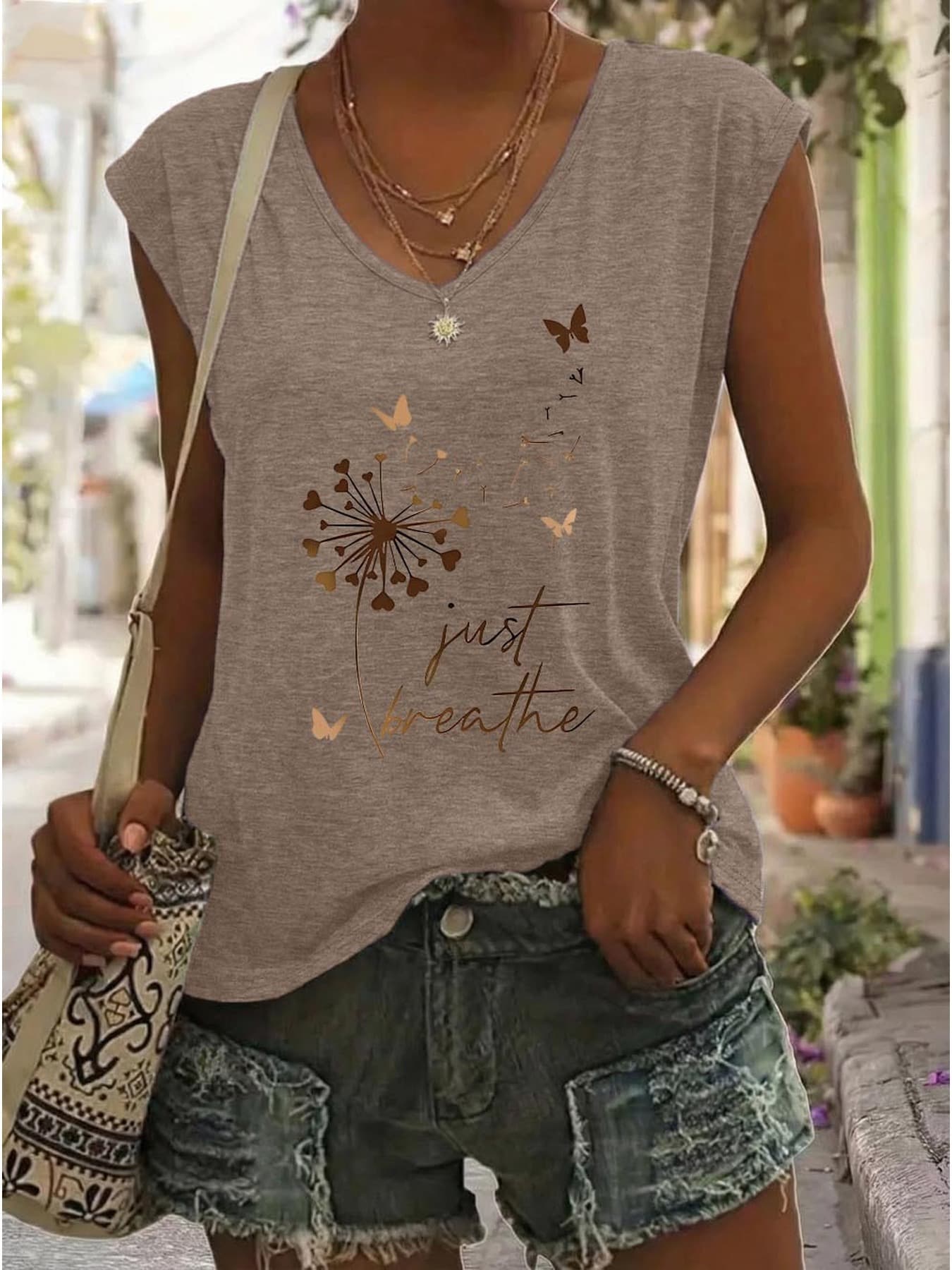 3-Pack Short Sleeve T-Shirt Women Printed V-Neck Loose Casual Top Spring Summer