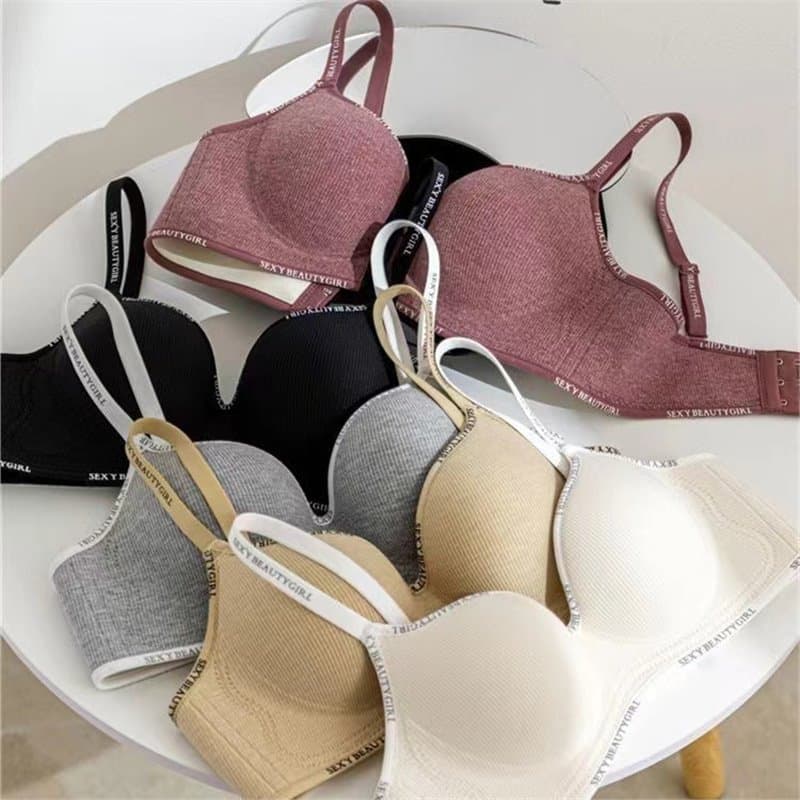 Cross-border Southeast Asia best-selling women's bra, push-up bra for small breasts, makes them appear larger, seamless, wire-free, soft support, letter bra.