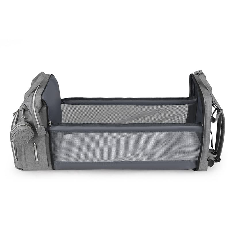 New Foldable Baby Bed Diaper Bag with Insulated Bottle Pocket, Large Capacity Maternity Backpack