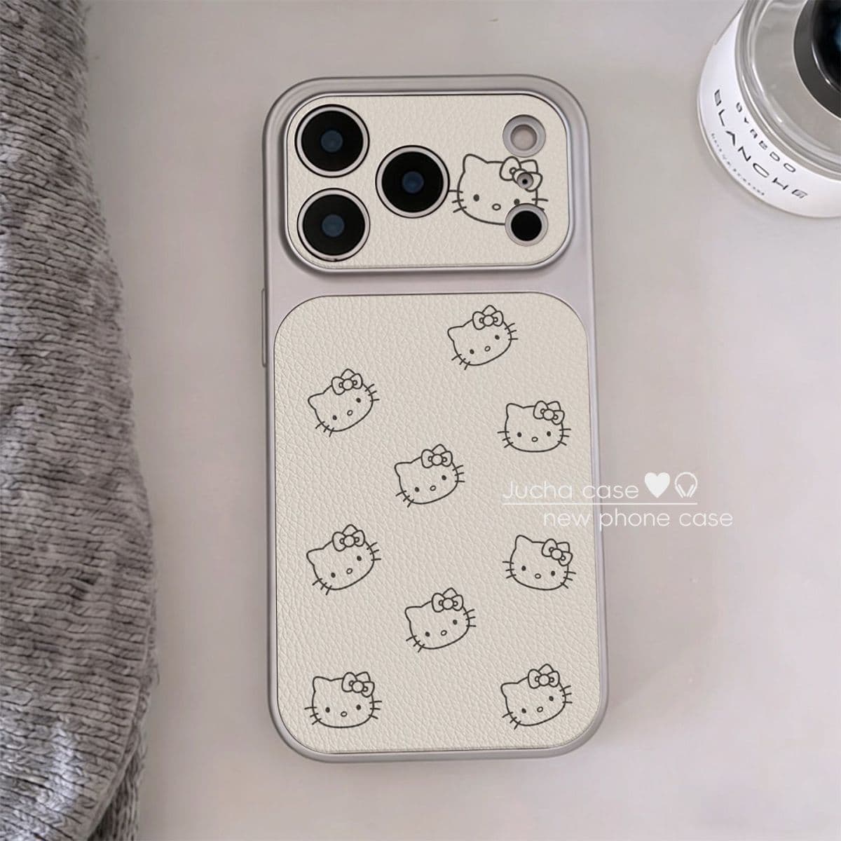Cute Hello Kitty Full Coverage Large Window Case Compatible with iPhone 17 Pro Max, 16 Silver Frame, 15 Corning Case 13 14