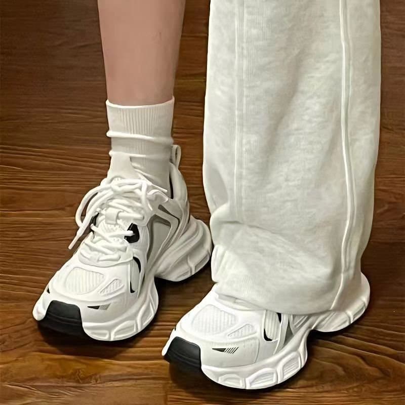 Korean Women's High School Dad Sneakers 2026 Summer New Style Versatile Mesh Breathable Ins Trendy Thick Sole Casual Sports Shoes