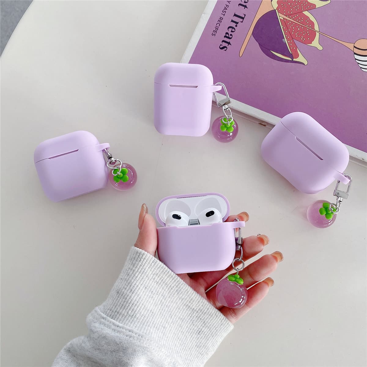 Lavender Purple Suitable for Apple AirPods 4Th Generation Bluetooth Headset Protective Cover Pro2 Headphone Shell 3Rd Generation Soft Shell New