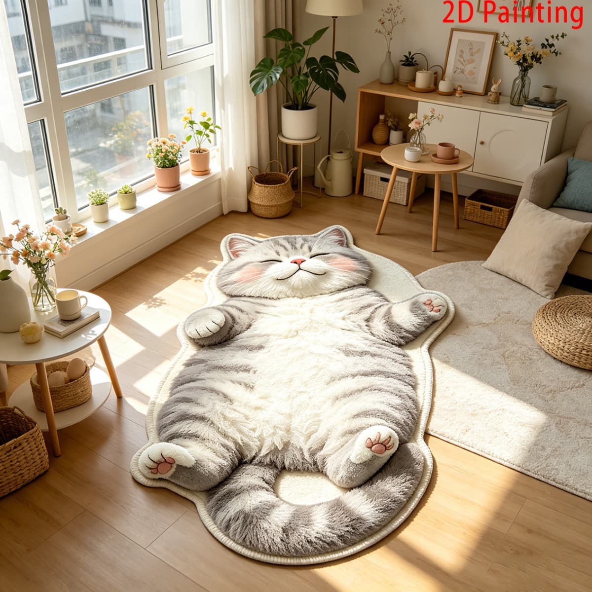 Temu's New Cat-Themed Floor Mat for Entryway, Decorative Doormat, Stain-Resistant, Easy to Maintain, with a Visual Plush Feel