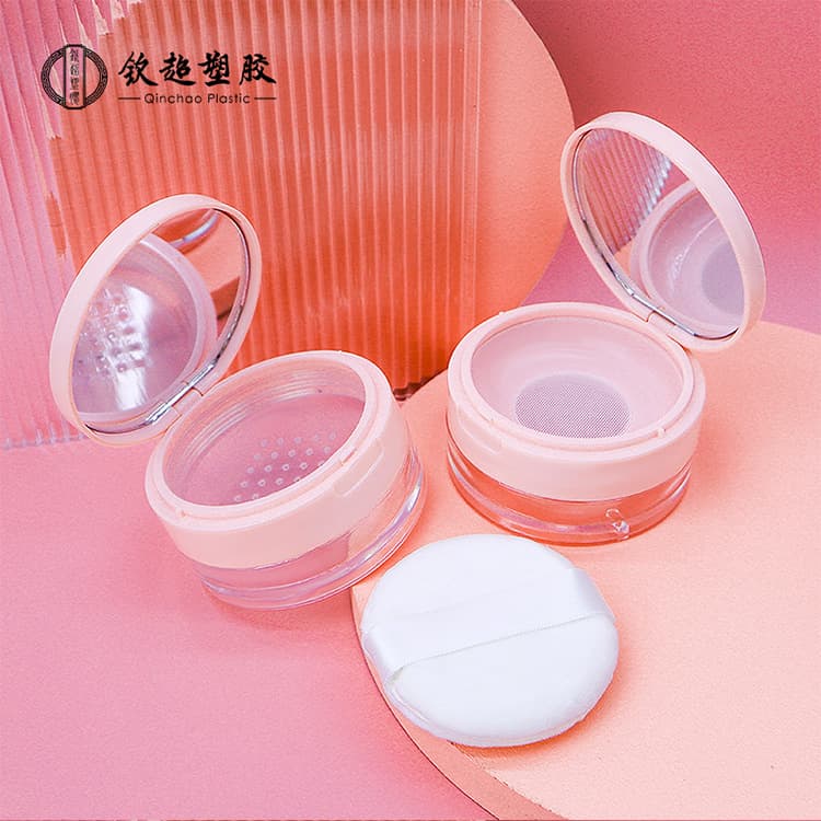 20g loose powder box with mirror and elastic mesh, two cosmetic options available: empty box, loose powder box, packaging material, and powder puff.