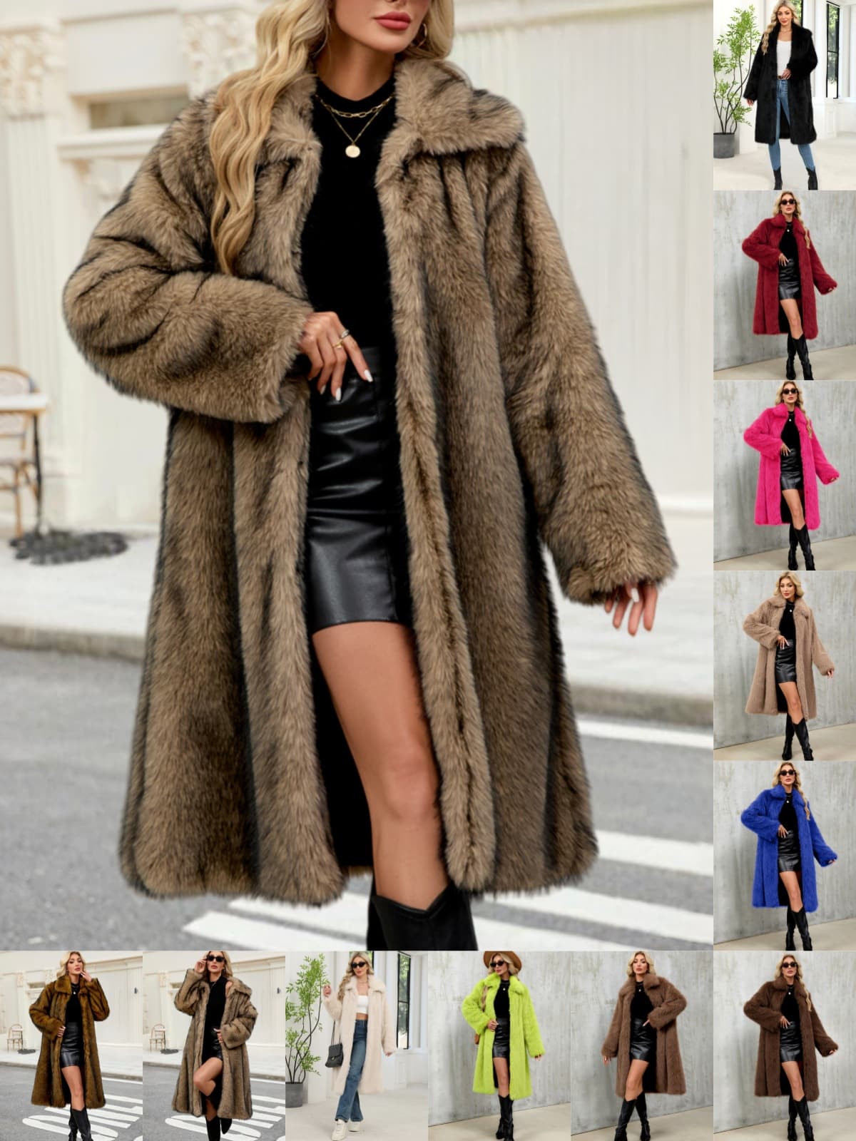 1017 Cross-border E-commerce, European and American Amazon Autumn/Winter Women's Long Warm Faux Fur Plush Coat, Faux Fox Fur Overcoat