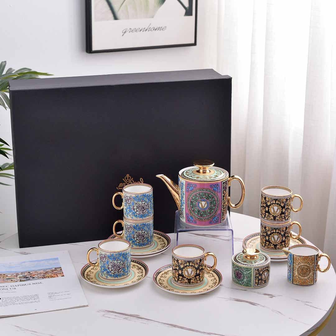 New Bone China Coffee Set suit 15 Pieces Afternoon Tea Set 180 ml Coffee Cup Friends Wedding housewarming gift