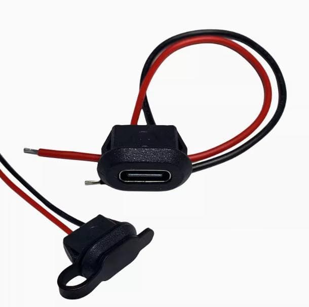 Type-C 2P injection-molded straight-press female socket, transparent with LED, oval charging port for automotive and electric vehicle connectors