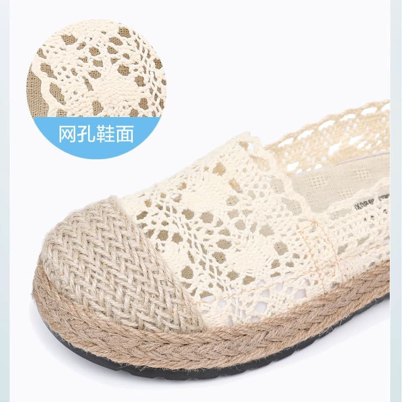 Old Beijing Cloth Shoes Women Toe Mesh Shoes 2026 New Breathable Hollow Lace Fisherman Shoes Linen Casual