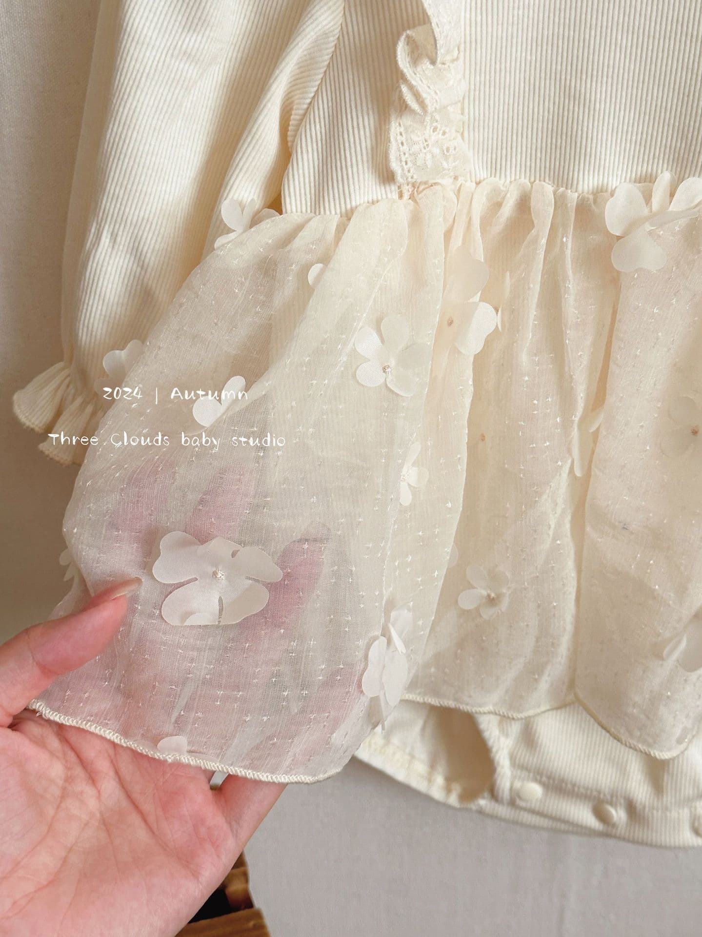 Baby Girl Early Autumn Princess Dress 100 Days Birthday Bodysuit Lace Romper
