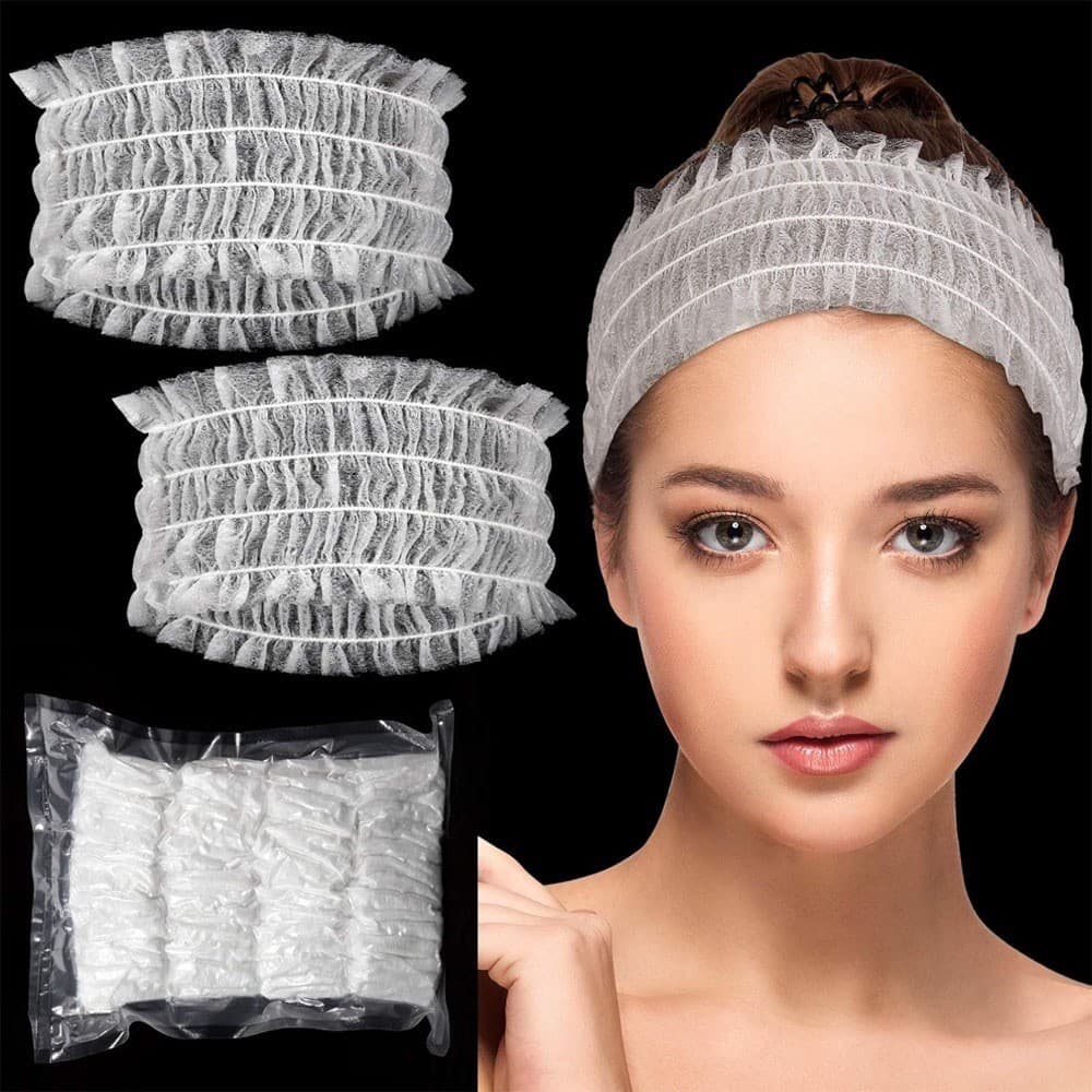 100pcs Disposable Non-Woven Headband Wash-Free Hair Band for Skin Care Beauty Salon