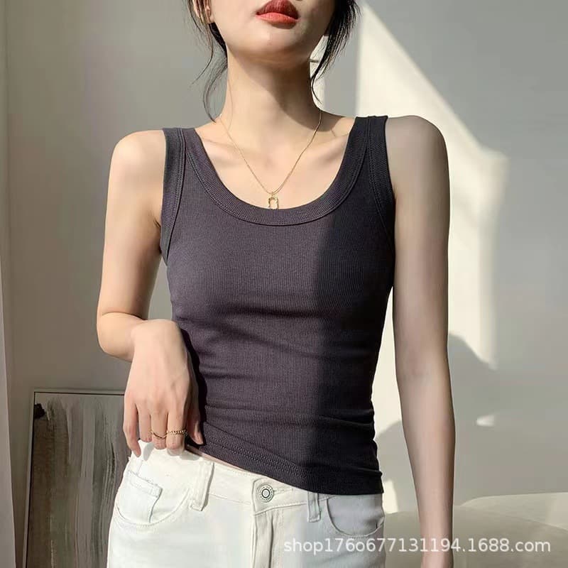 Popular ribbed cotton camisole for women, perfect for summer wear, anti-exposure, inner layer, covers underarm fat, sleeveless camisole.