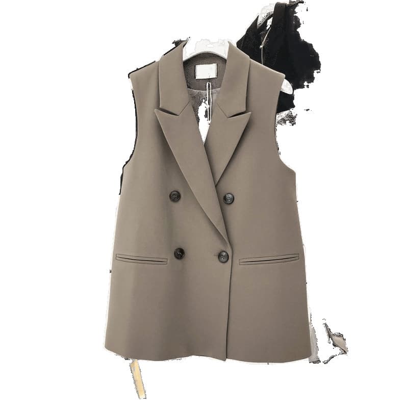 Suit Black Vest Women's Jacket Spring and Autumn Casual New Style Sleeveless Vest Suit Outer