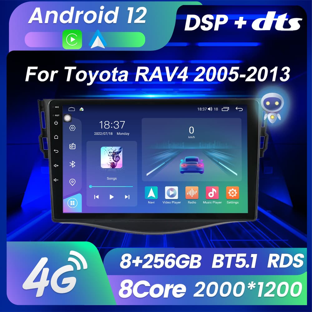 Compatible with Toyota RAV4 2005-2013 Android Large Screen Car Multimedia Carplay Navigation Screen