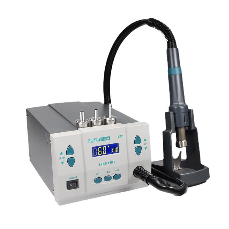 QUICK 861DW Hot Air Gun Desoldering Station, Digital Display, Intelligent Temperature Control, 1000W Hot Air Gun Soldering Station