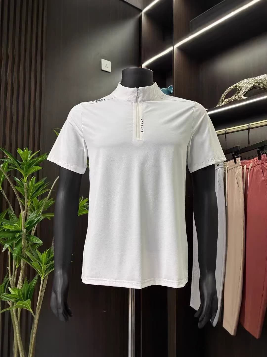 Trendy Brand Same Style Ice Silk Quick-Dry Sports Short-Sleeve Fitness Casual Polo Shirt Fashion Stand Collar Running Breathable T-Shirt Elastic
