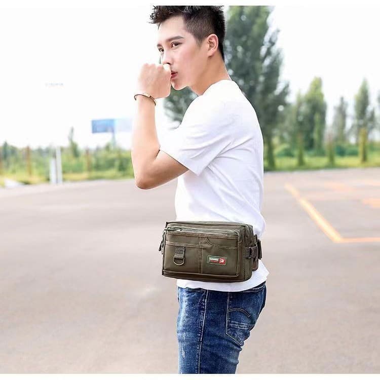 Haotianbird Casual Simple Large Capacity Water-Repellent Waist Bag Outdoor Stall Multifunctional Storage Coin Crossbody Chest Bag