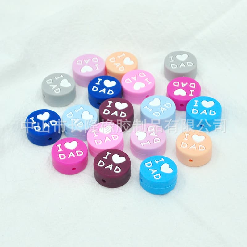 Silicone Gum Beads I LOVE DAD Focus Scattered Beads Beaded Pen Silicone Beads DIY Pacifier Chain Accessories