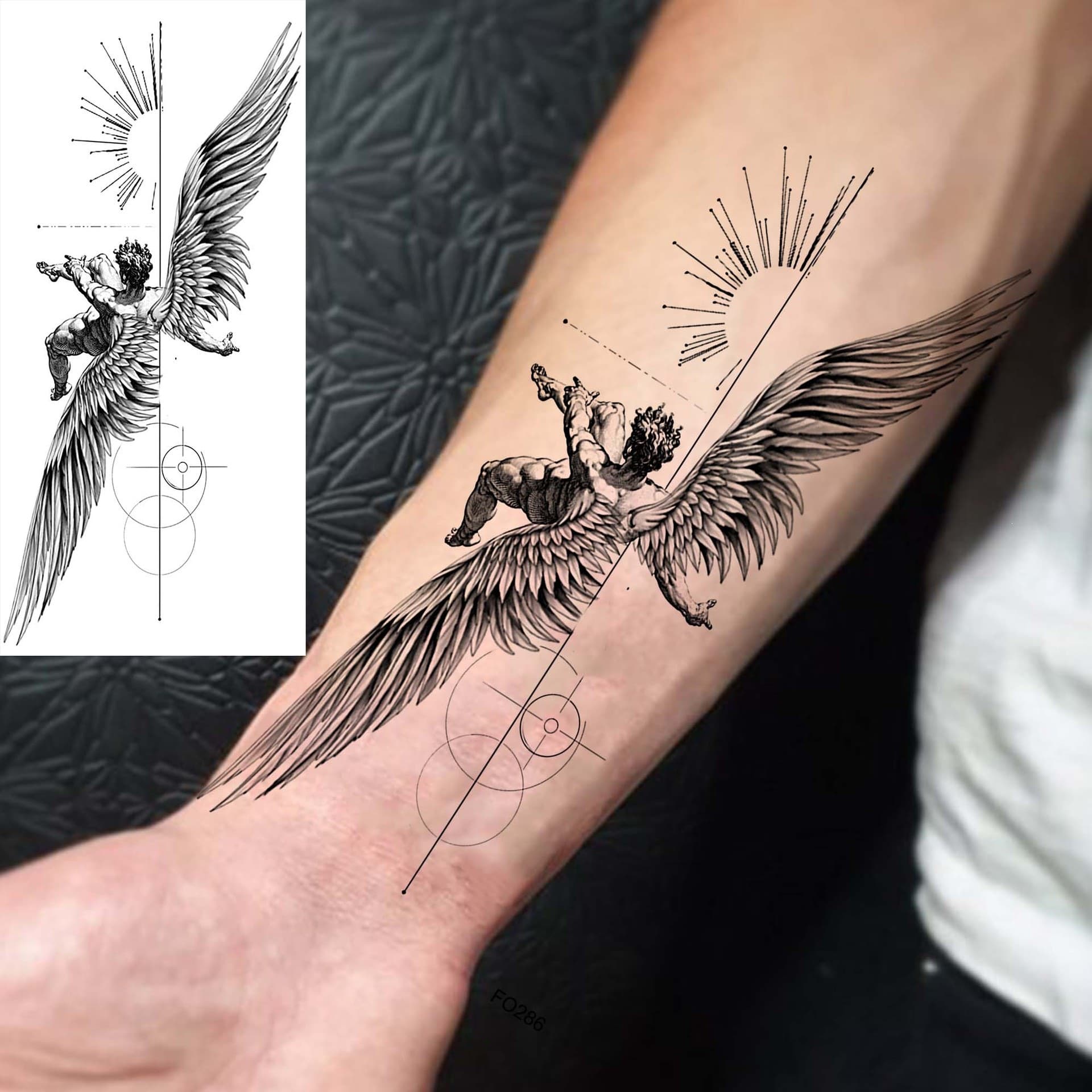 New cross-border European and American black and white series hand, calf, neck tattoo water transfer tattoo sticker