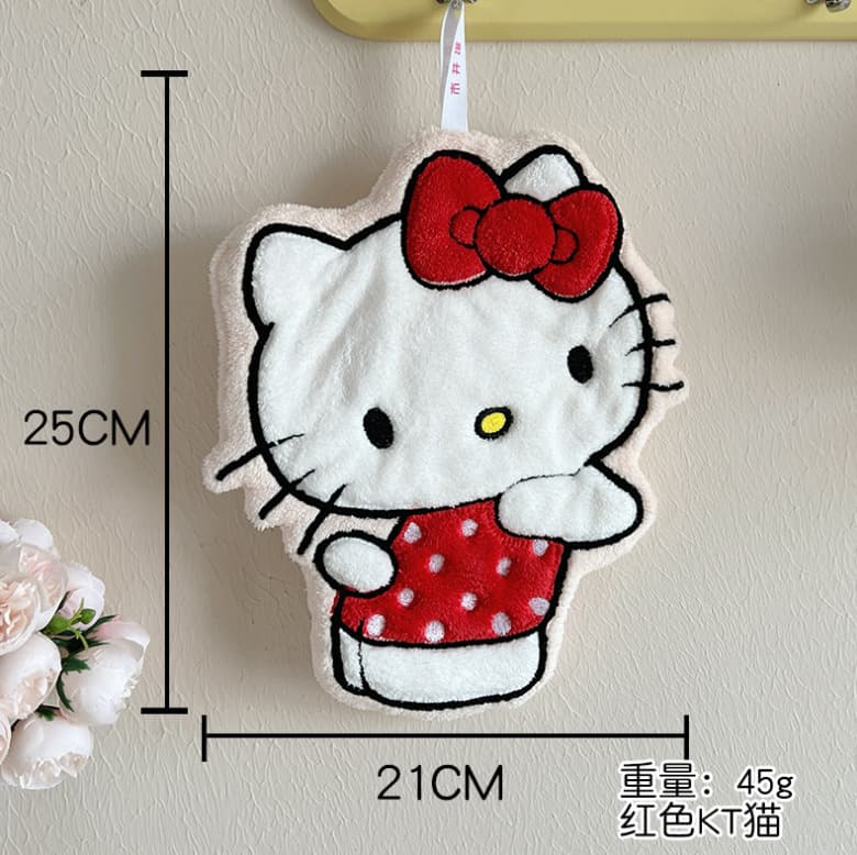 Cartoon Animal Hand Towel Coral Fleece Soft Absorbent Bathroom Kitchen Hanging Children